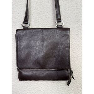 Tignanello Peppled Leather Crossbody Bag Purse Brown Crossover Flap‎